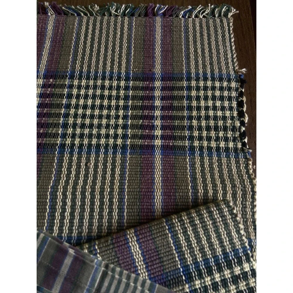 Pier 1 Purple Green 2 Placemats & 3 Napkins Country Tartan Woven Cotton‎ Plaid